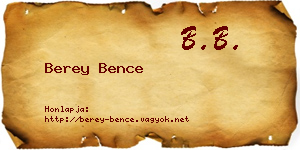 Berey Bence névjegykártya